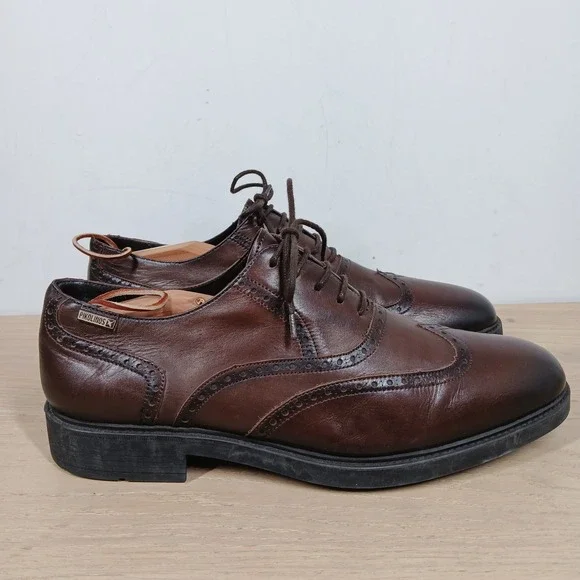 Pikolinos Oxford Shoes Mens 12 Leather Lace Up Brown Comfort Academia Business